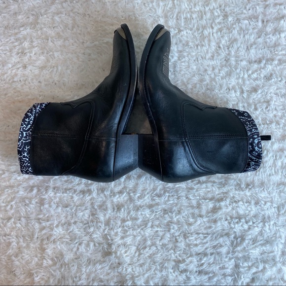 NEW Golden Goose Young Leather Western Bootie with Bandana Trim in Black - Picture 14 of 16